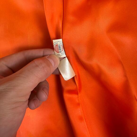 VTG L.C. Mae California Red Wool Coat Fur Trim Collar Hem Mid-Century Long XS - Picture 10 of 13